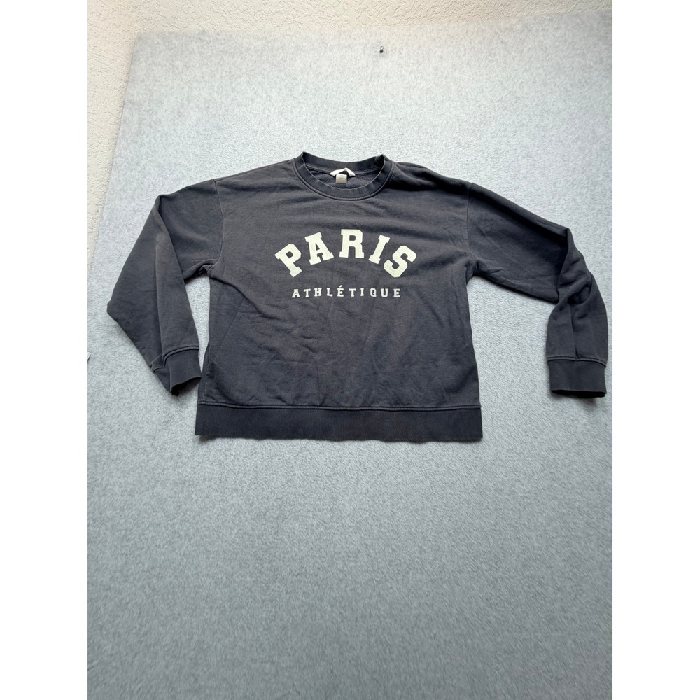 HM Paris Athletique Graphic Sweatshirt Mens Medium Faded Black Crewneck Pullover